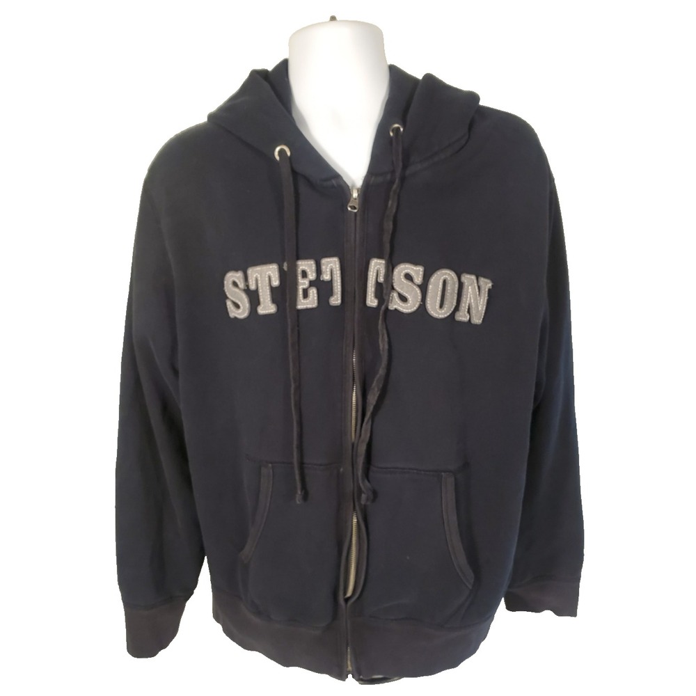 Stetson Men's XL Black Hooded Jacket Full‎ Zip
